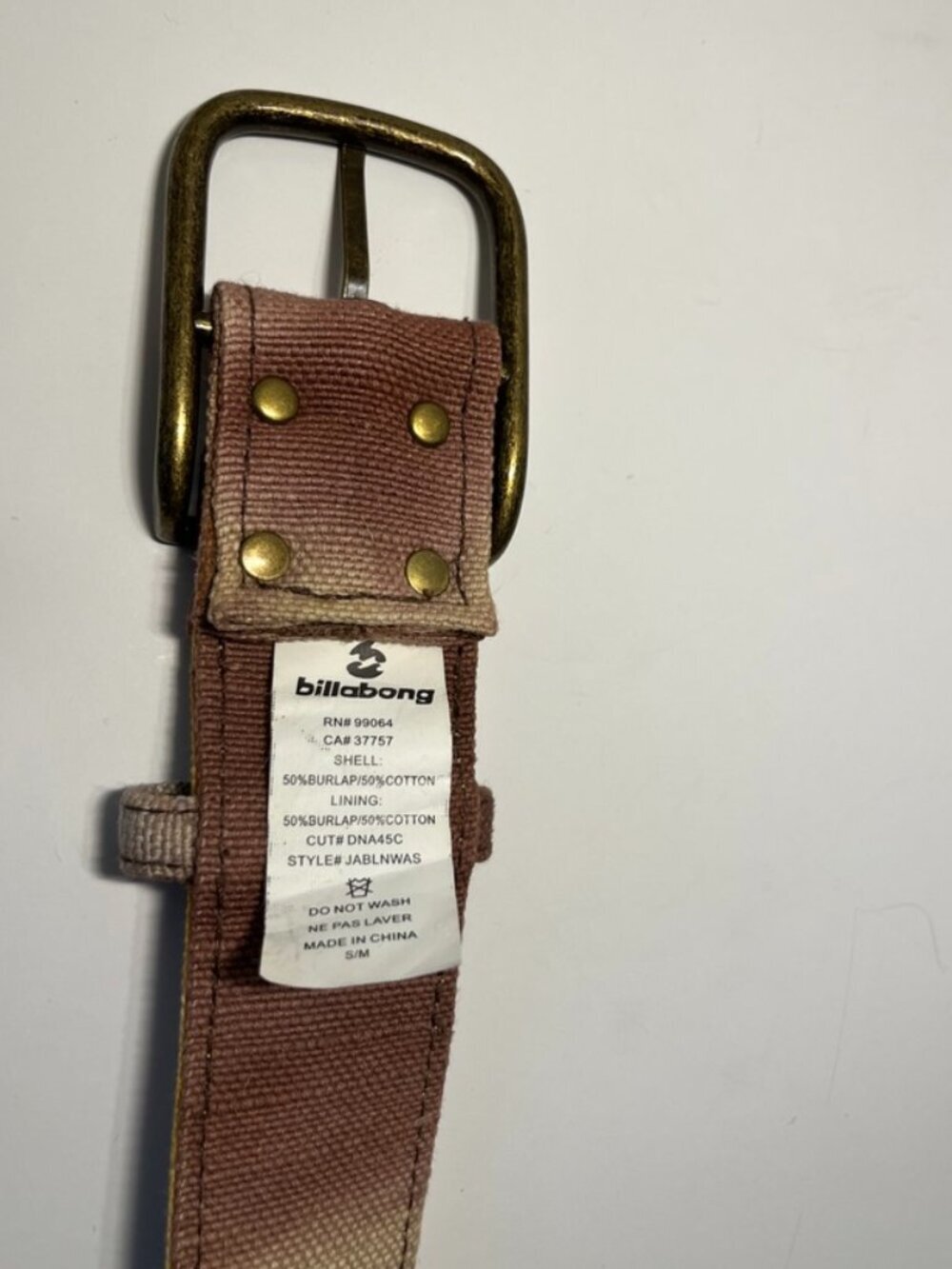 Billabong Aztec Stripe Canvas Belt Y2K Surf Boho Geometric - Picture 6 of 6